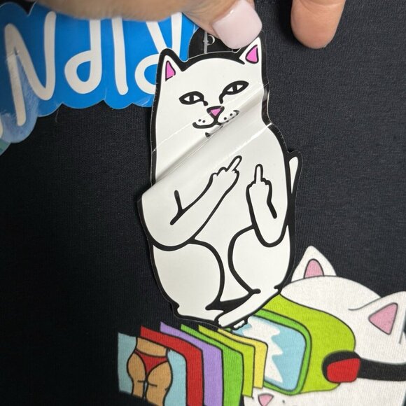 RIPNDIP Lord Nermal Long Sleeve Tee black Men's size medium Cat Graphic Shirt - Picture 11 of 12